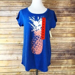 Lucky Brand Blue Red White Pineapple Tee Shirt